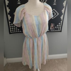 💐NWT Andree by Unit Pastel Rainbow Midi Flowy Sleeve Dress, Medium